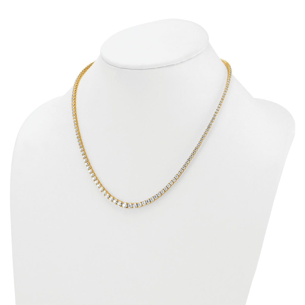 14k 9 7/8 carat Lab Grown Diamond VS/SI+ G+ Complete Round 18 inch Graduated Tennis Necklace