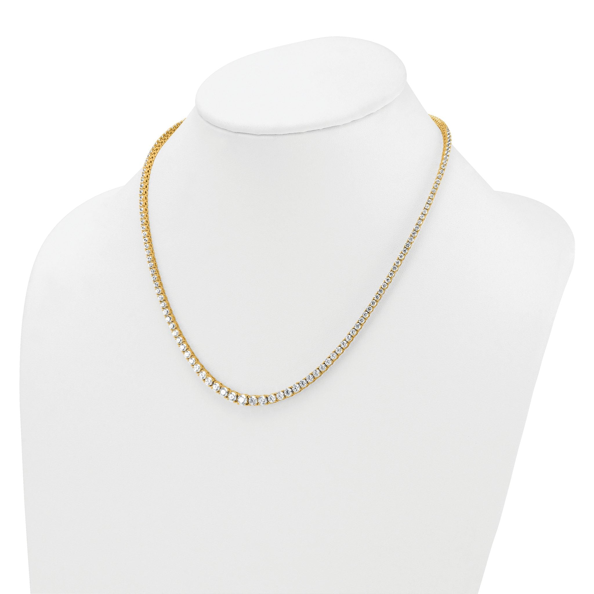 14k 9 7/8 carat Lab Grown Diamond VS/SI+ G+ Complete Round 18 inch Graduated Tennis Necklace