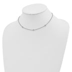 Sterling Silver Rhodium-plated CZ With  3in ext. Choker
