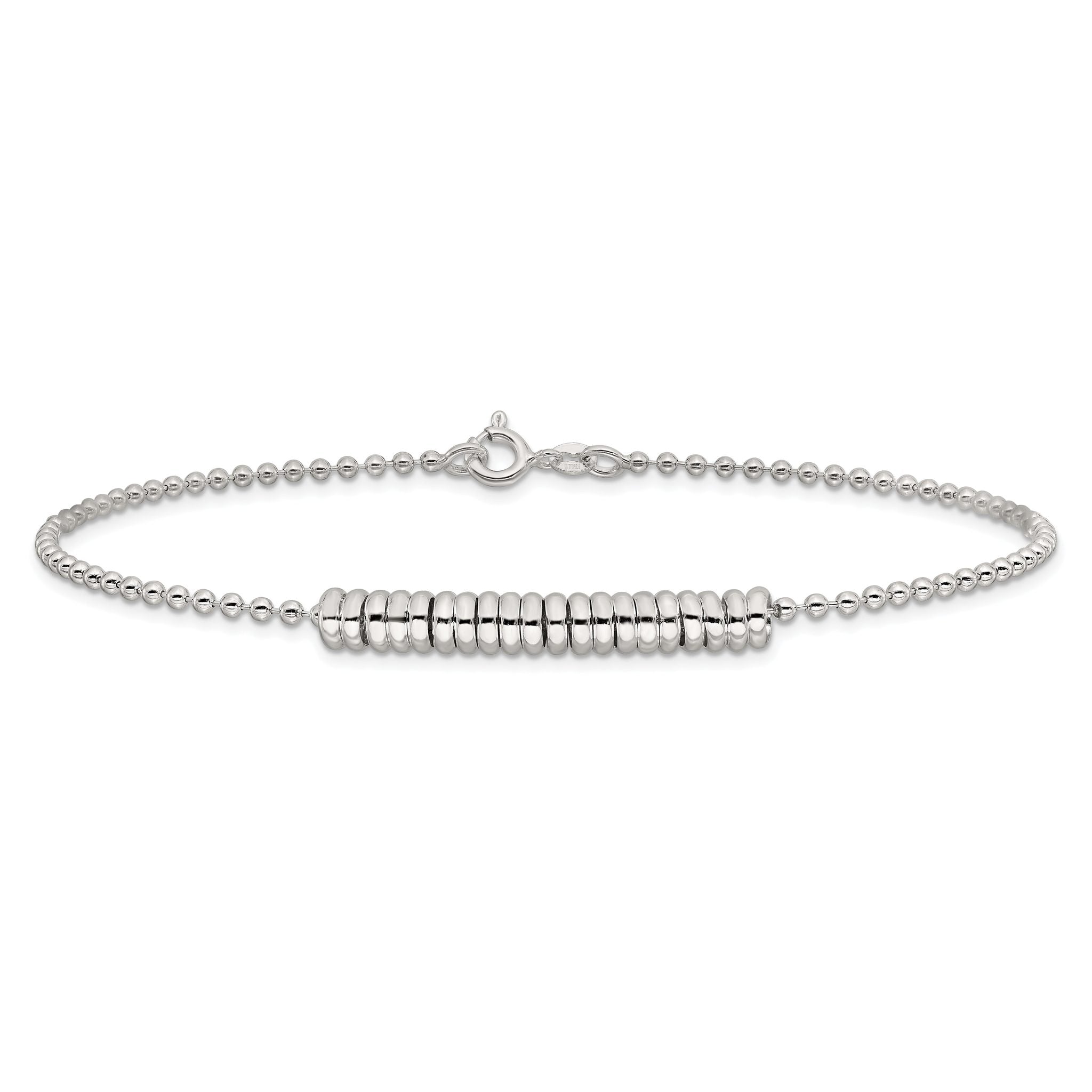 Sterling Silver Polished Fancy Love Ring Anklet