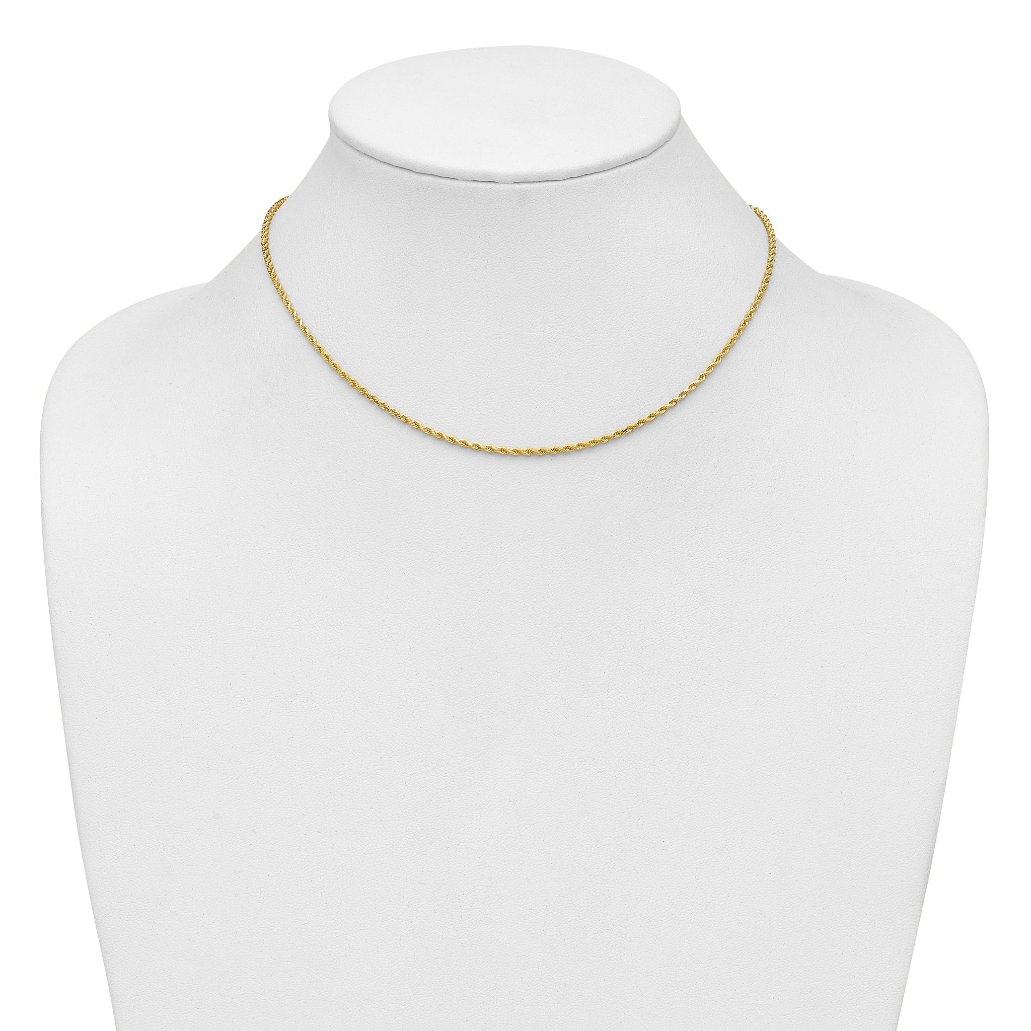 14K 5.5 inch 1.75mm Diamond-cut Rope with Lobster Clasp Chain
