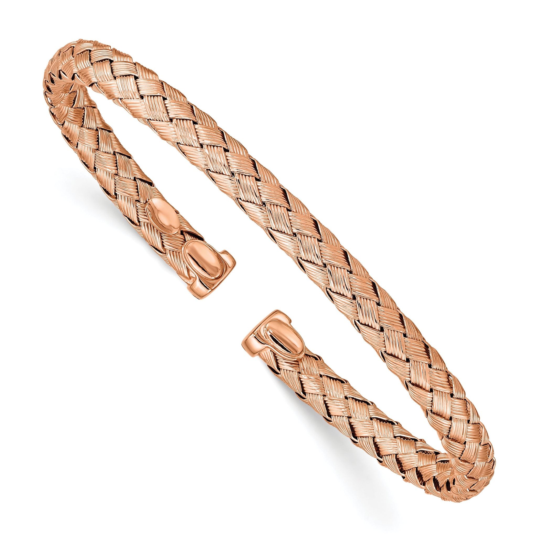 Women's Sterling Silver Rose-Tone Textured Cuff Bracelet by Sophia Jewelers Main image