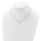 Sterling Silver Rhodium-plated CZ With 1in ext. Necklace