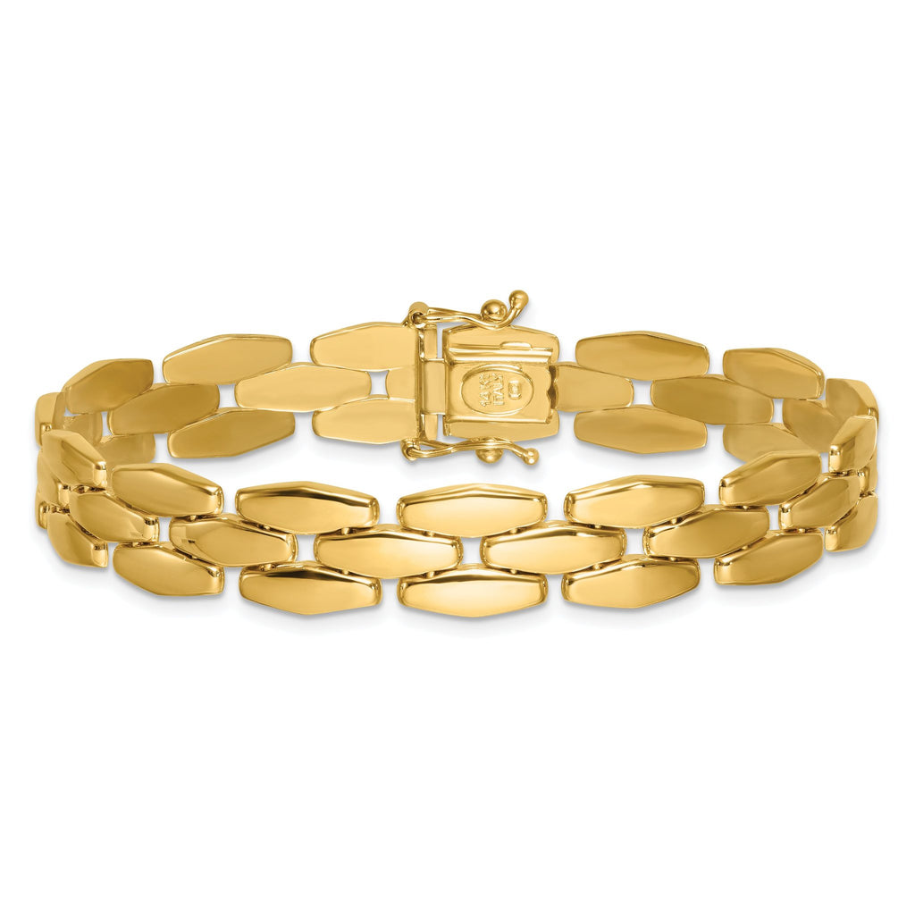 14k Polished 10.8mm Fancy Link 7.5 inch Bracelet