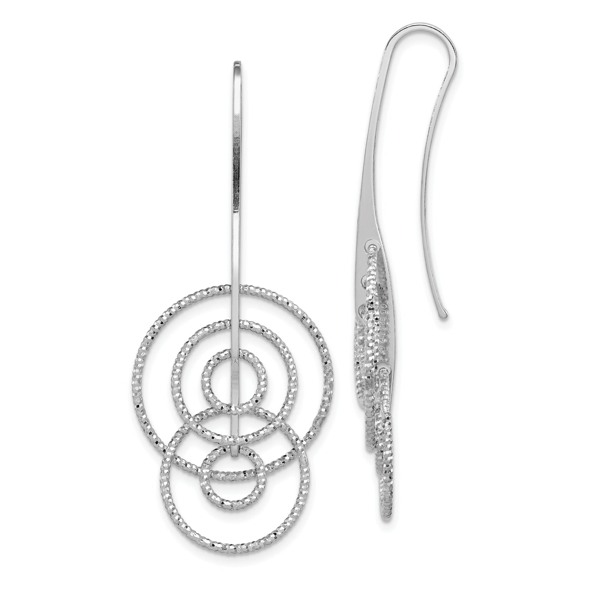 Sterling Silver Rhodium Plated D/C Circles Dangle Earrings Main image