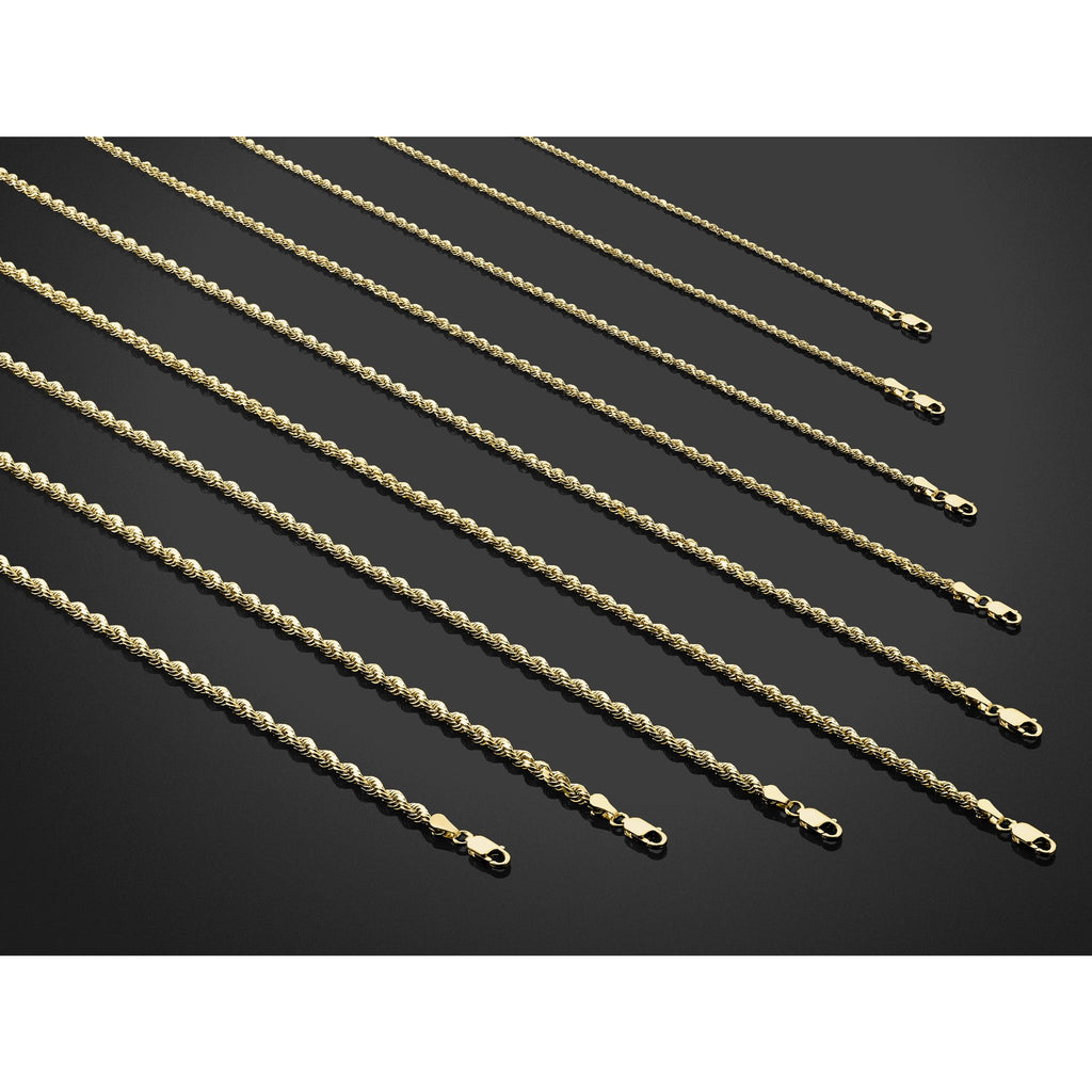 Diamond-Cut Rope Chain in 14K Yellow Gold, 3.5mm