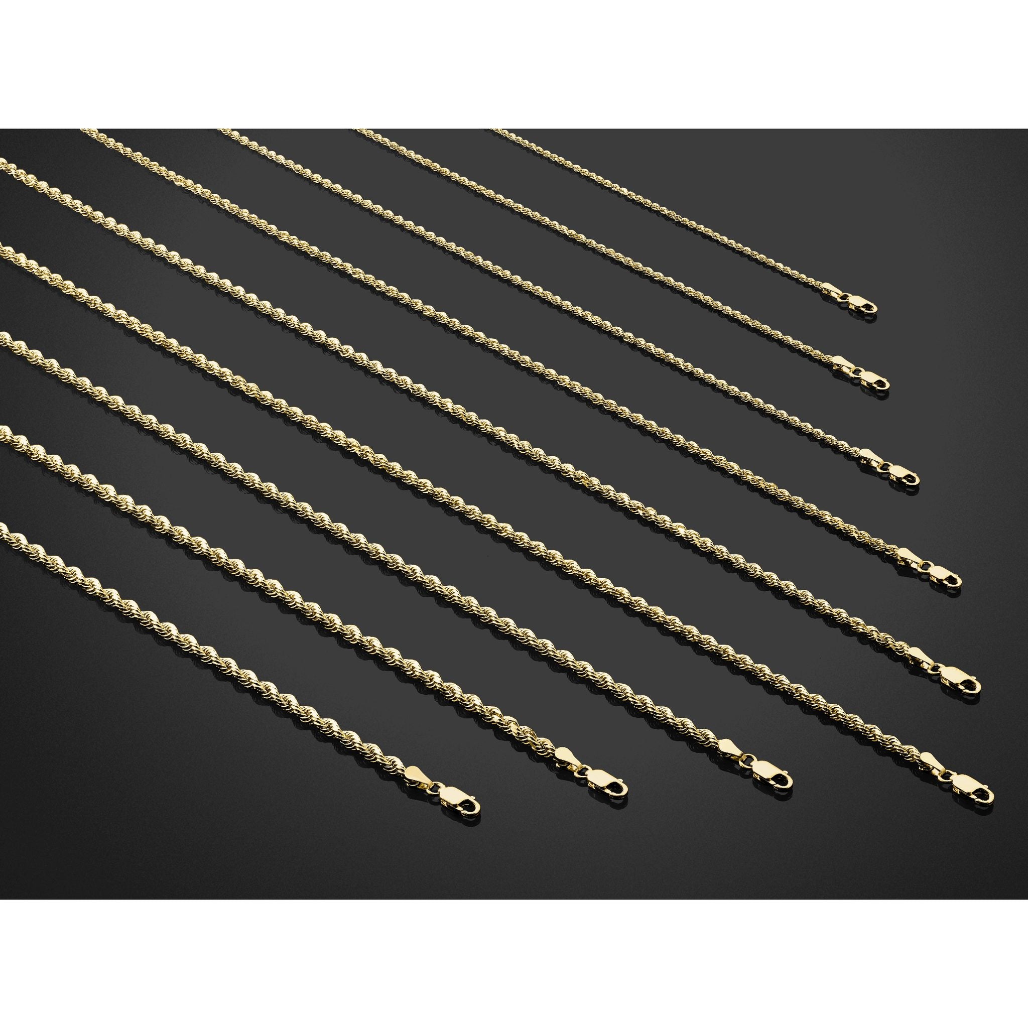 Diamond-Cut Rope Chain in 14K Yellow Gold, 3.5mm