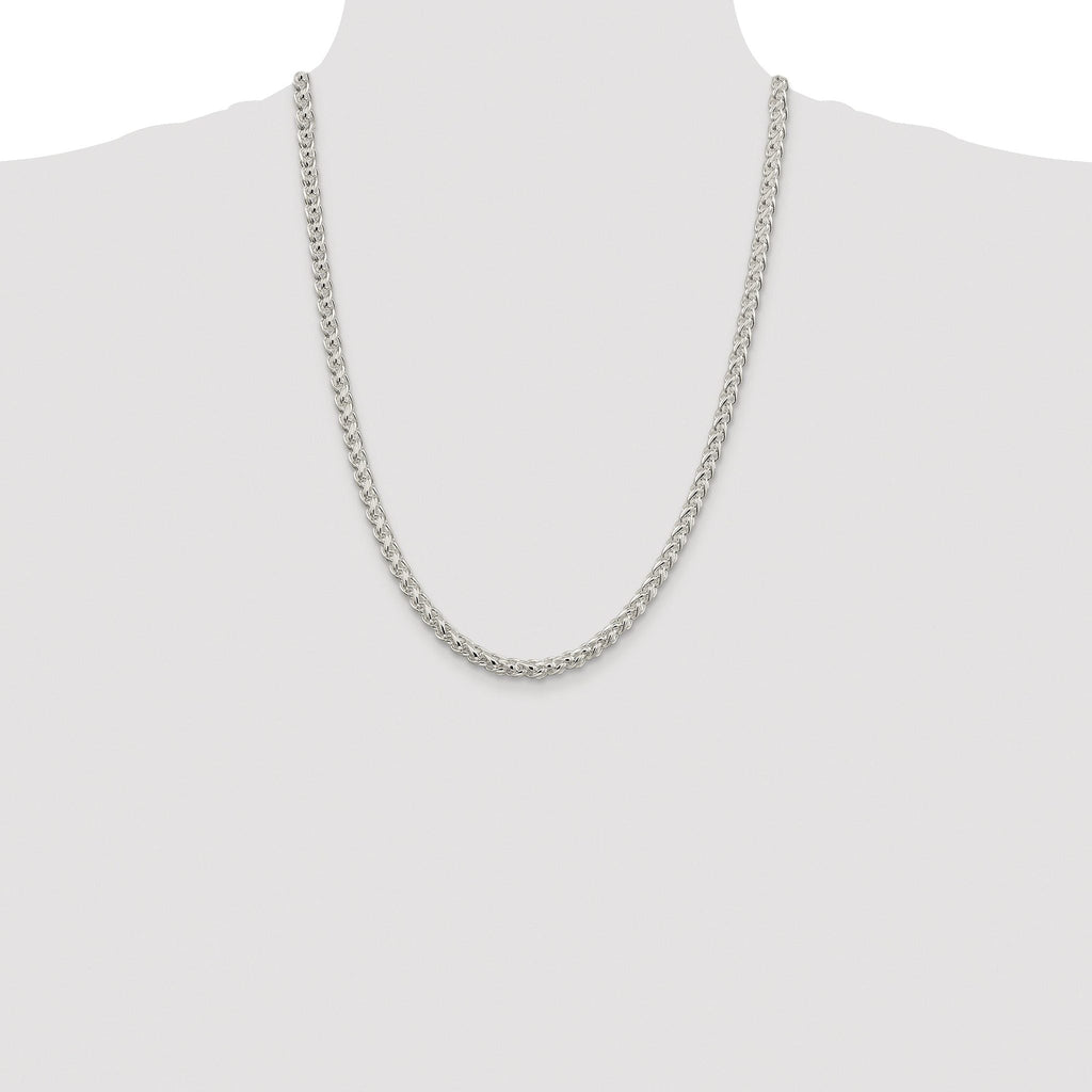 Sterling Silver Rhodium-plated 5mm Round Spiga Chain