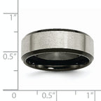 Beveled Edge Wedding Band in Black IP Titanium, 8mm