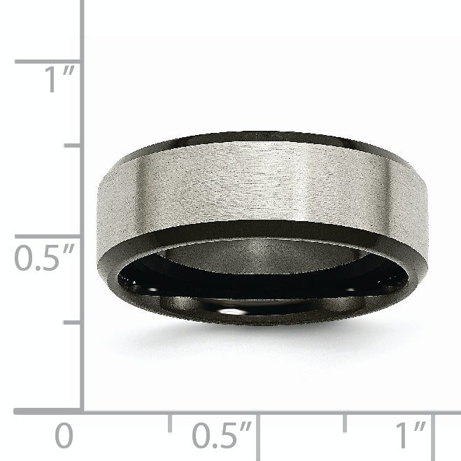 Beveled Edge Wedding Band in Black IP Titanium, 8mm
