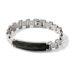 Stainless Steel Brushed and Polished with Carbon Fiber Inlay Bracelet for Men