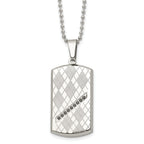 Black CZ Dog Tag Necklace in Stainless Steel