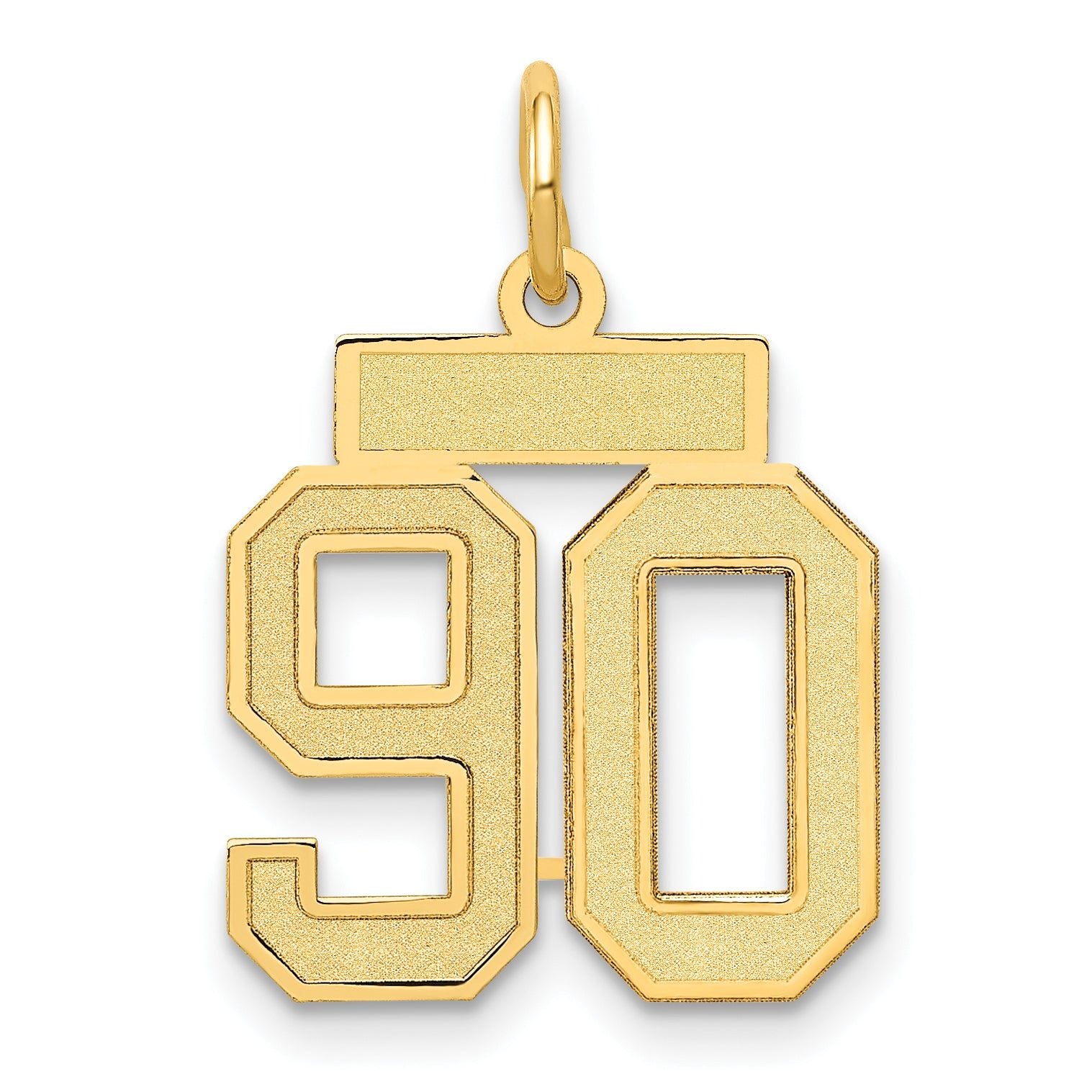 14K Yellow Gold Satin Number 90 Charm with Brushed Finish