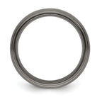 Edward Mirell Titanium Wedding Band with Grooved Edge and Engravable Finish