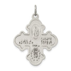 Sterling Silver 925 Antiqued 4-Way Medal Solid Vintage-Inspired Charm