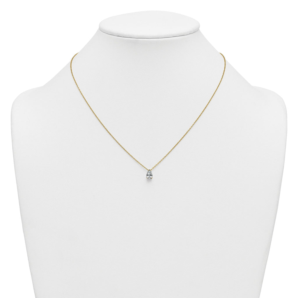 14k 3/4 carat Lab Grown Diamond VS+ F+ Pear Complete 18 inch Four Prong Pendant Necklace