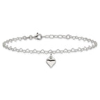 Sterling Silver Puffed Heart Charm 9 inch Plus 1 inch Extender - Total 10 inch Anklet