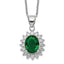 Sophia Jewelers Sterling Silver Green Glass & White CZ Necklace Polished Elegance
