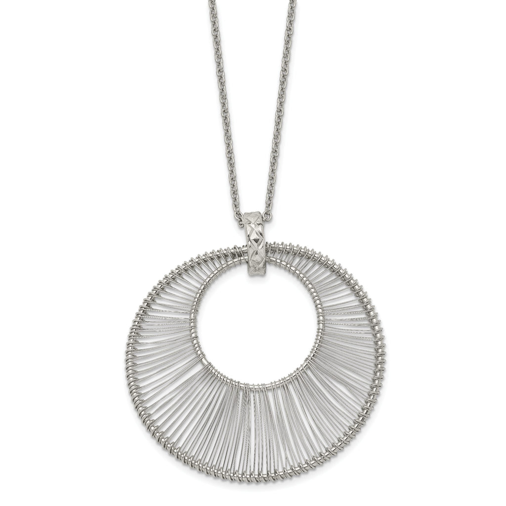 Polished Wire Circle Necklace in Stainless Steel