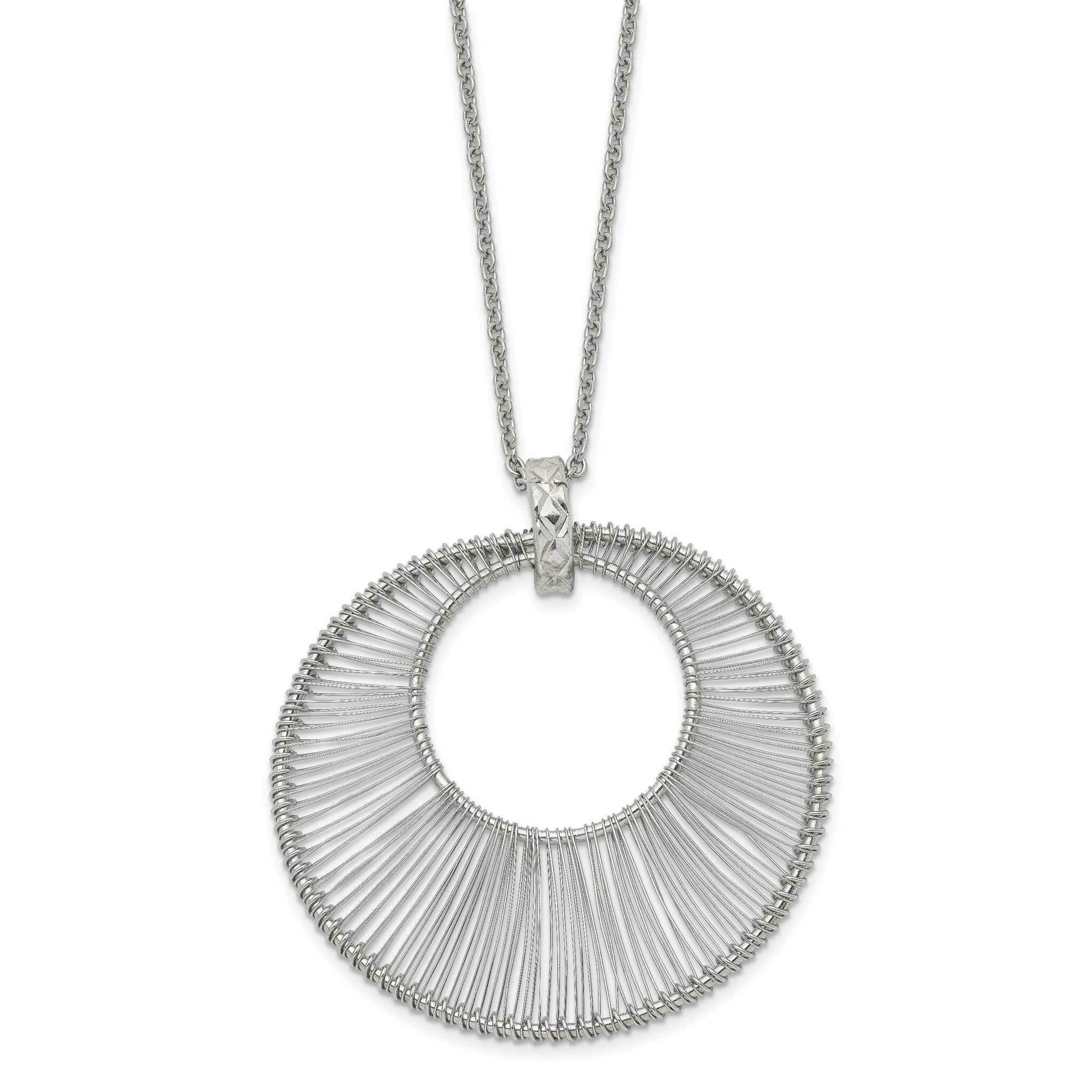 Polished Wire Circle Necklace in Stainless Steel