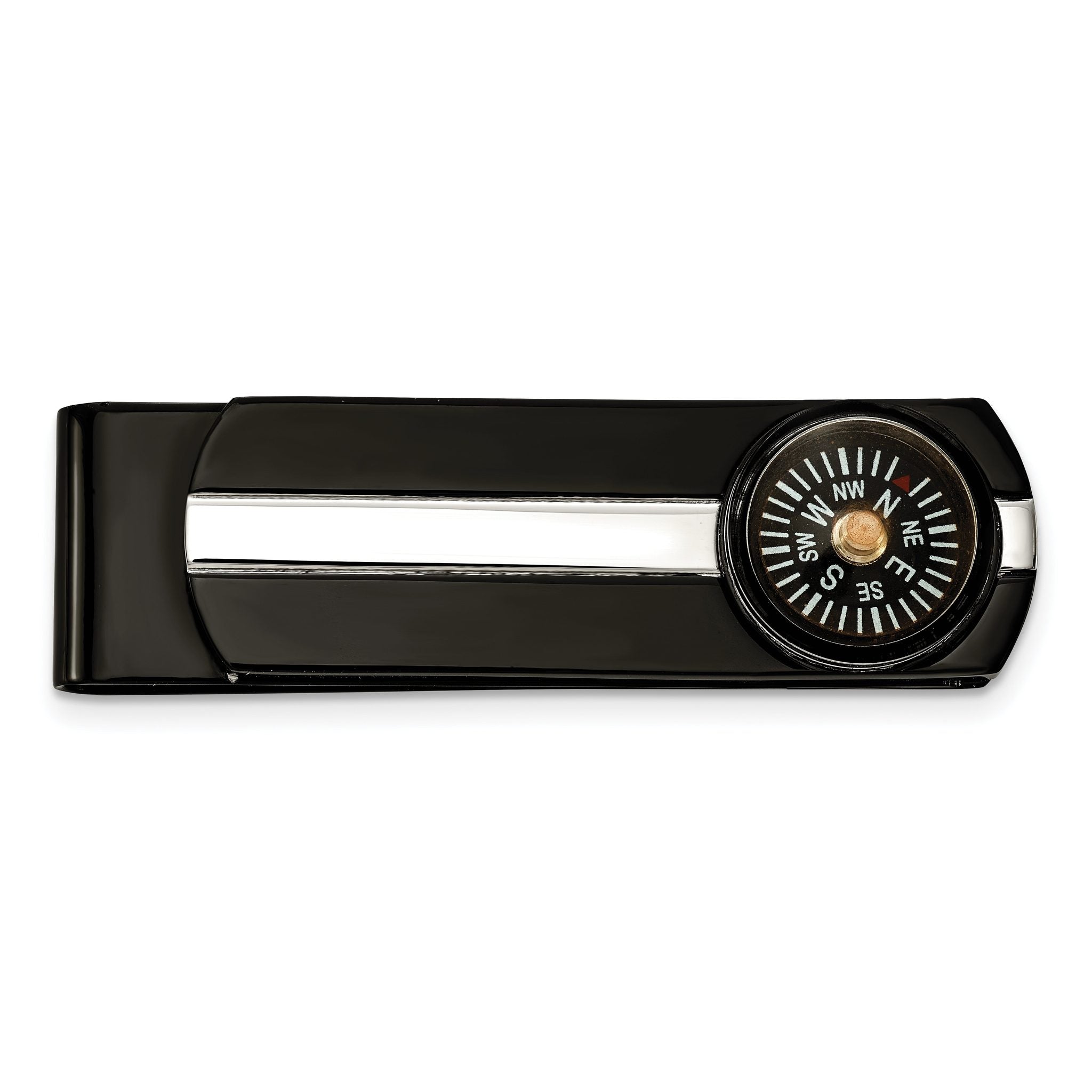 Chisel Stainless Steel Polished Black IP-plated Functional Compass Money Clip Main image