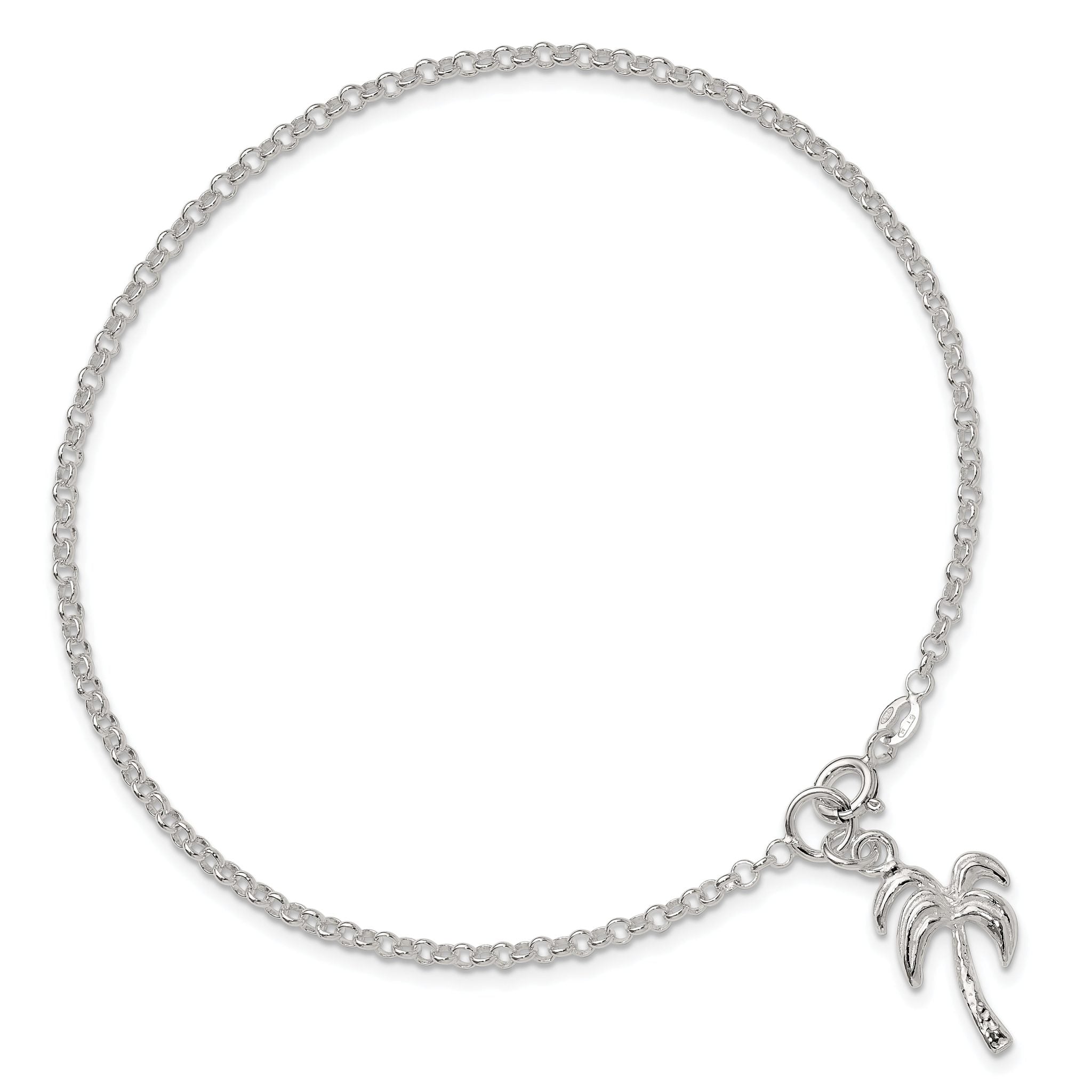 Sterling Silver Palm Tree Anklet