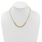 14K w/White RH Polished D/C 2-Strand Rolo Link Necklace