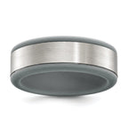 Brushed Wedding Band in Stainless Steel with Grey Silicone Inlay, 8mm