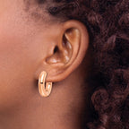 Stainless Steel Rose Gold-Tone Polished Hinged Huggie Hoop Earrings