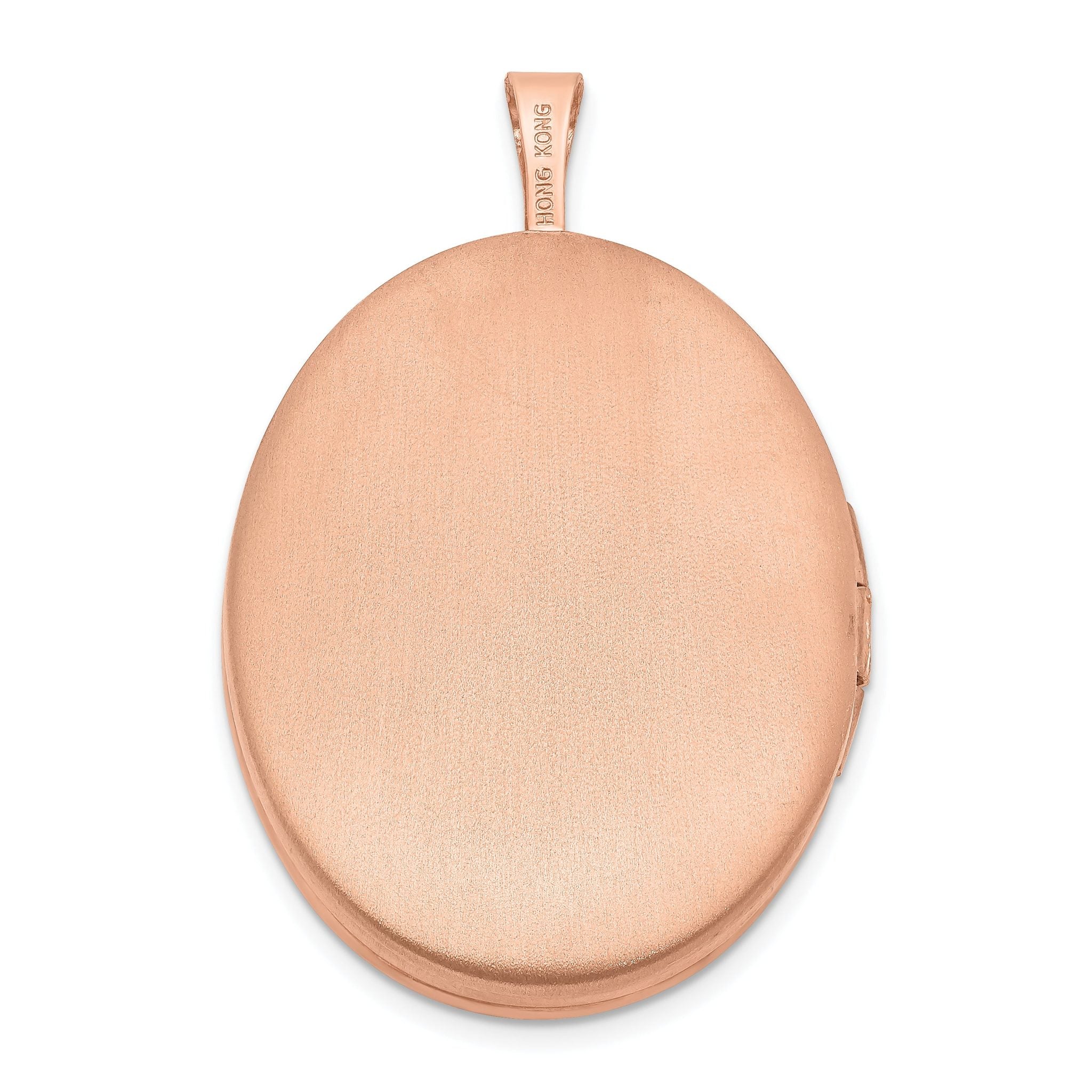Sterling Silver Rose Gold-plated 26mm Leaf Border Oval Locket