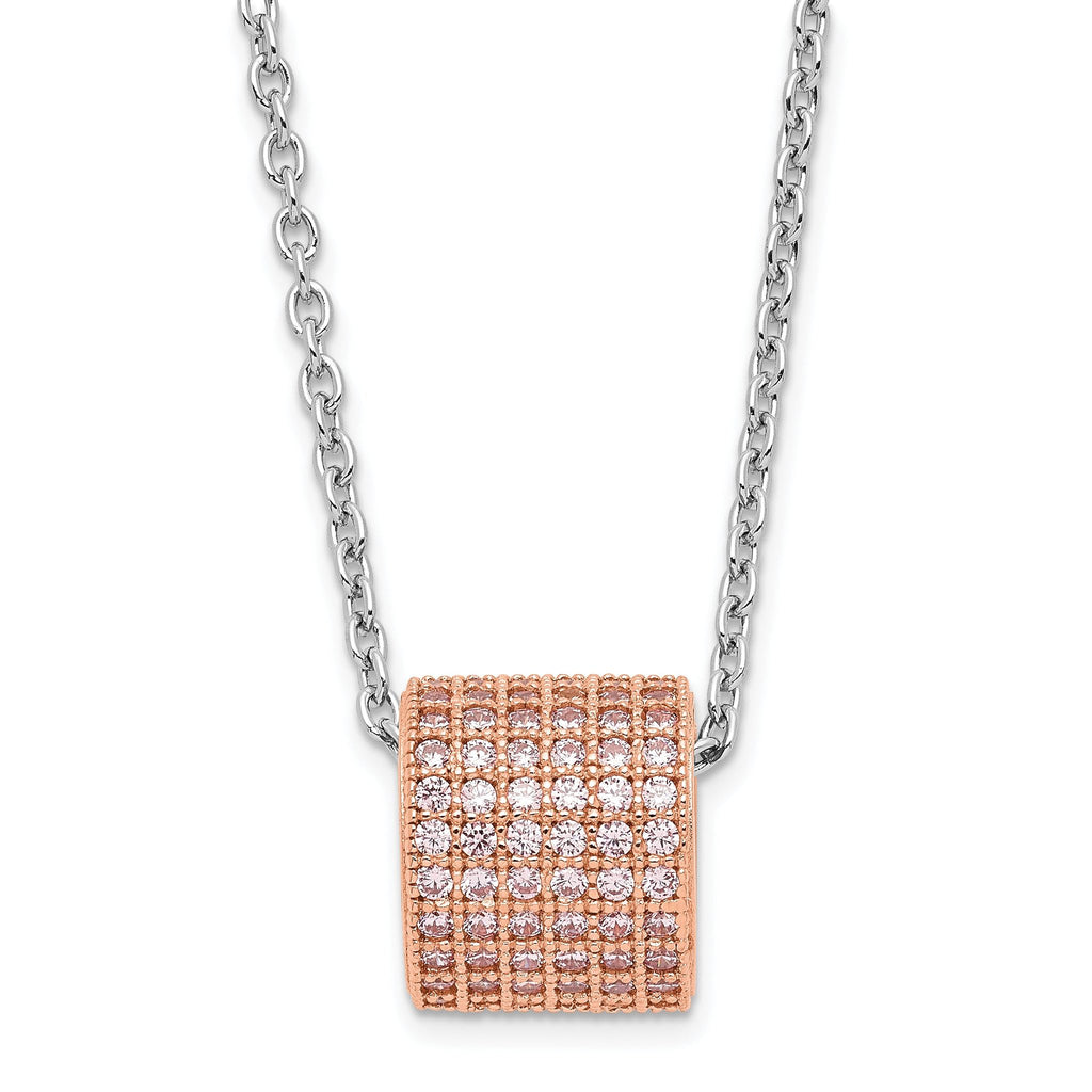 Sophia Jewelers Rose Gold Sterling Silver Pink CZ Necklace, Elegant Women's Pendant