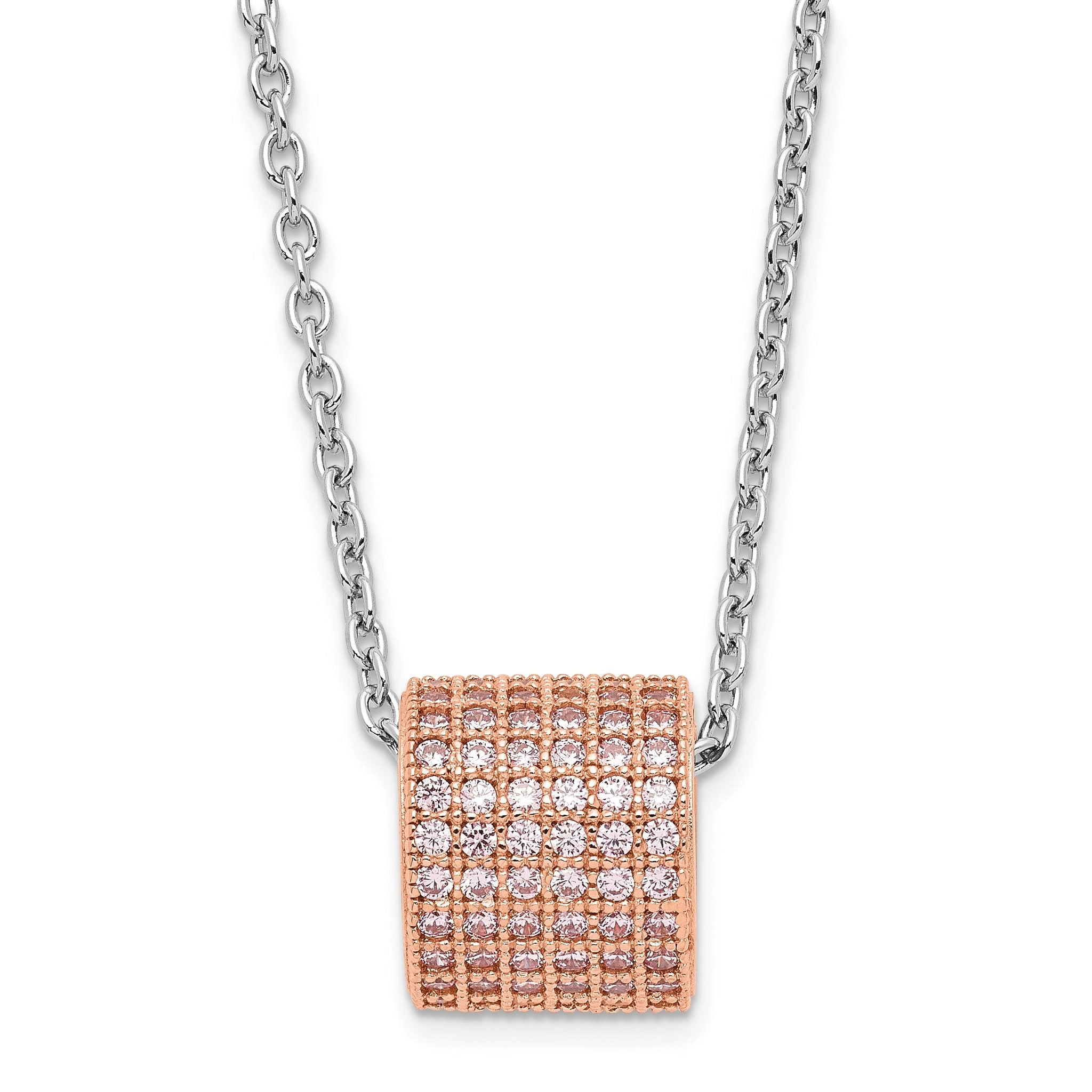 Sophia Jewelers Rose Gold Sterling Silver Pink CZ Necklace, Elegant Women's Pendant