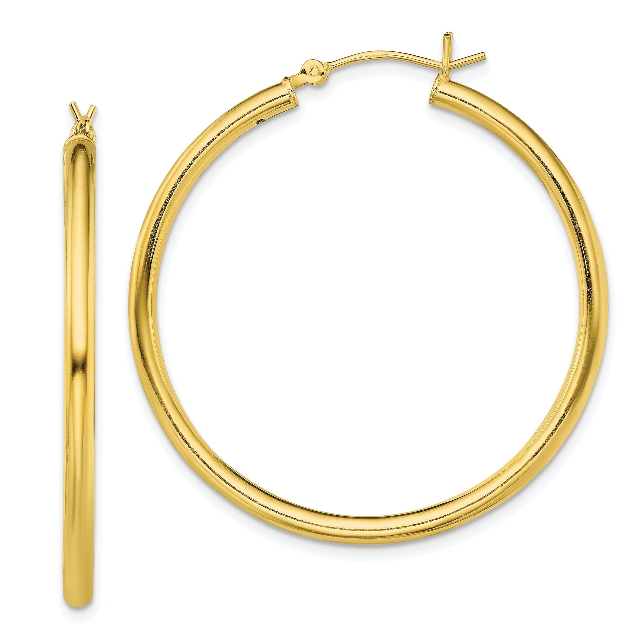 Sterling Silver Gold-Tone Polished 2.5x40mm Hoop Earrings Main image