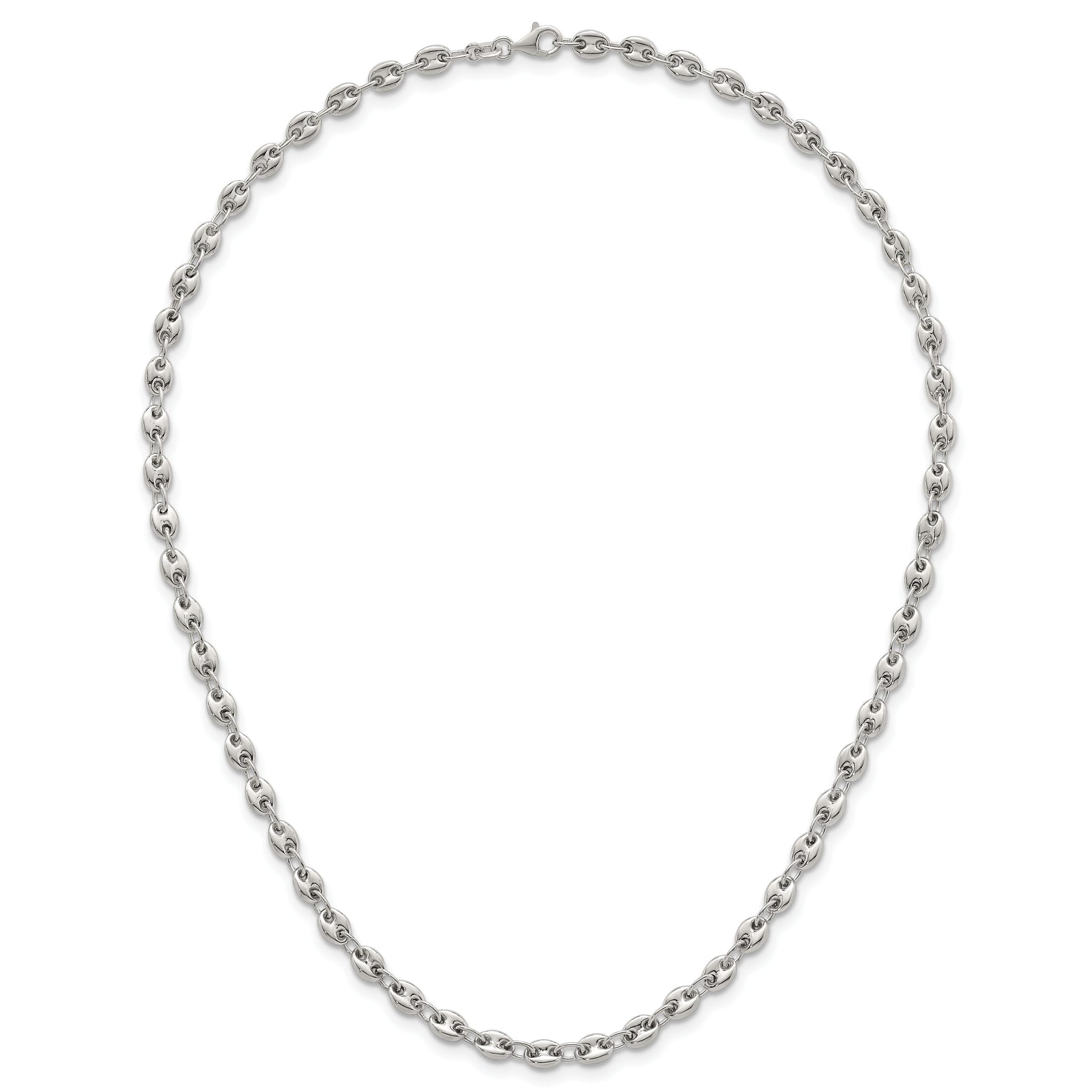 Sterling Silver Polished 4.8mm Puffed Mariner/Anchor Link 18 Inch Necklace