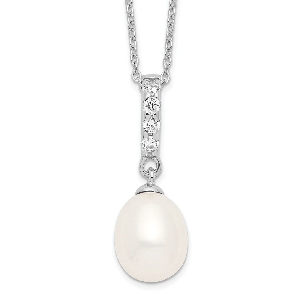 Sterling Silver 925 Pearlescent CZ Necklace with Rhodium Finish