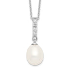 Sterling Silver 925 Pearlescent CZ Necklace with Rhodium Finish