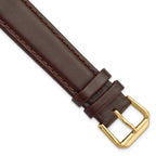 Dark Brown Leather Watch Band in 14mm with Gold-Tone Buckle