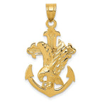 14K Gold Mariners Cross Pendant with Eagle Symbol of Strength & Faith