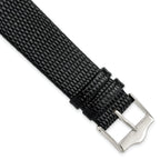 Flat Black Lizard-Grain Leather Watch Band in Silver-Tone, 14mm