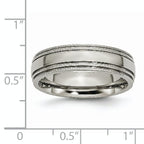 Grooved & Beaded Edge Wedding Band in Titanium, 6mm