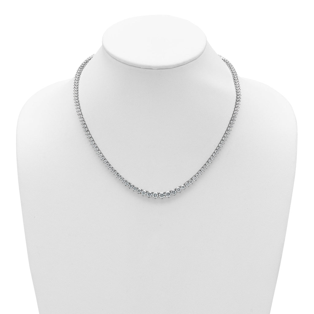 14k White Gold 16 1/3 carat Certified Lab Grown Diamond VS+ F+ Complete Round 18 inch Graduated Tennis Necklace