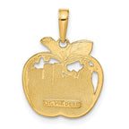 14K Gold New York City Skyline Apple Pendant  Polished, Textured, Solid