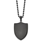 Chisel Stainless Steel Brushed and Polished Black IP-plated Shield Pendant on a 22 inch Ball Chain Necklace