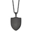 Chisel Stainless Steel Brushed and Polished Black IP-plated Shield Pendant on a 22 inch Ball Chain Necklace