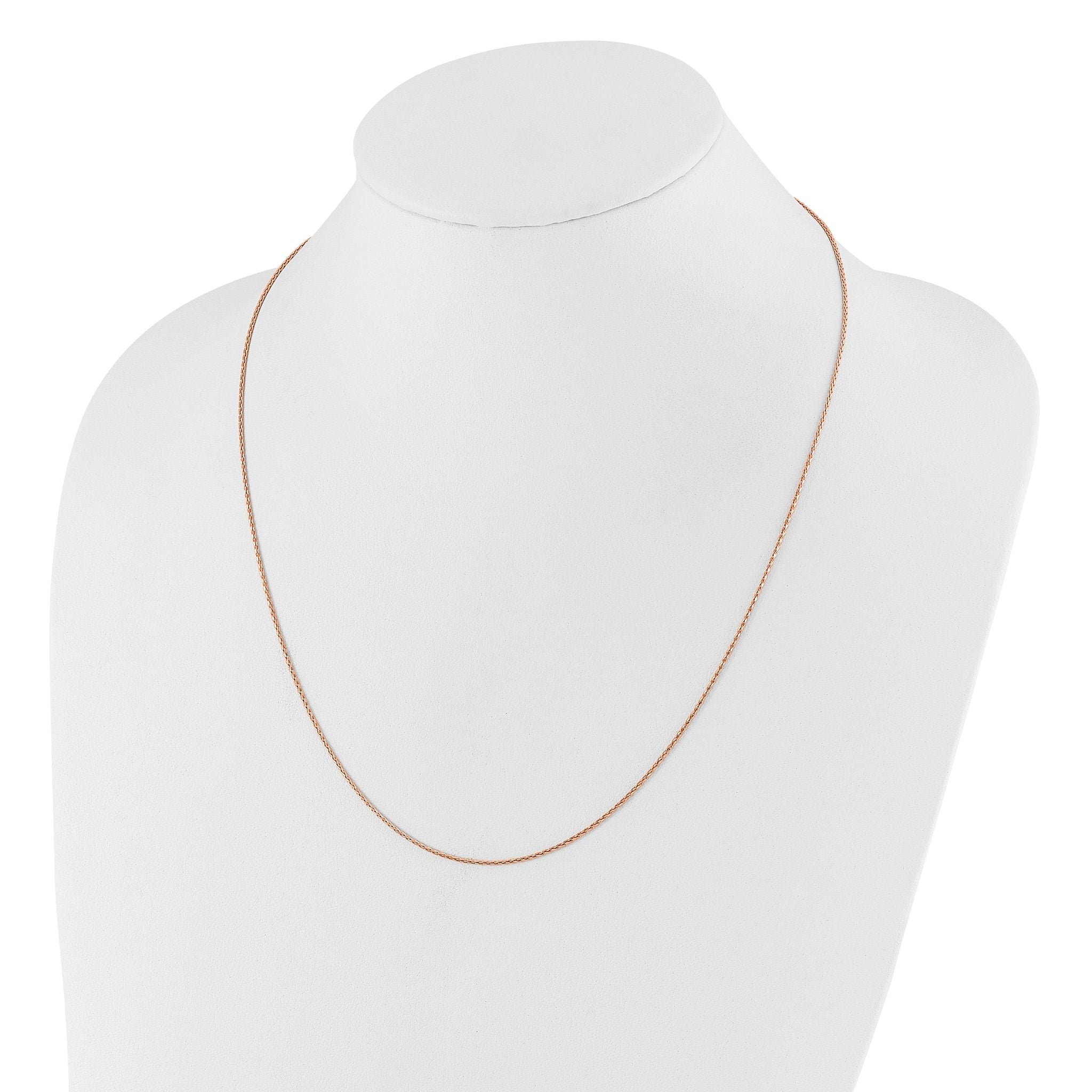 Sterling Silver Rose Gold-plated Adjustable 1.1mm D/C Spiga Chain