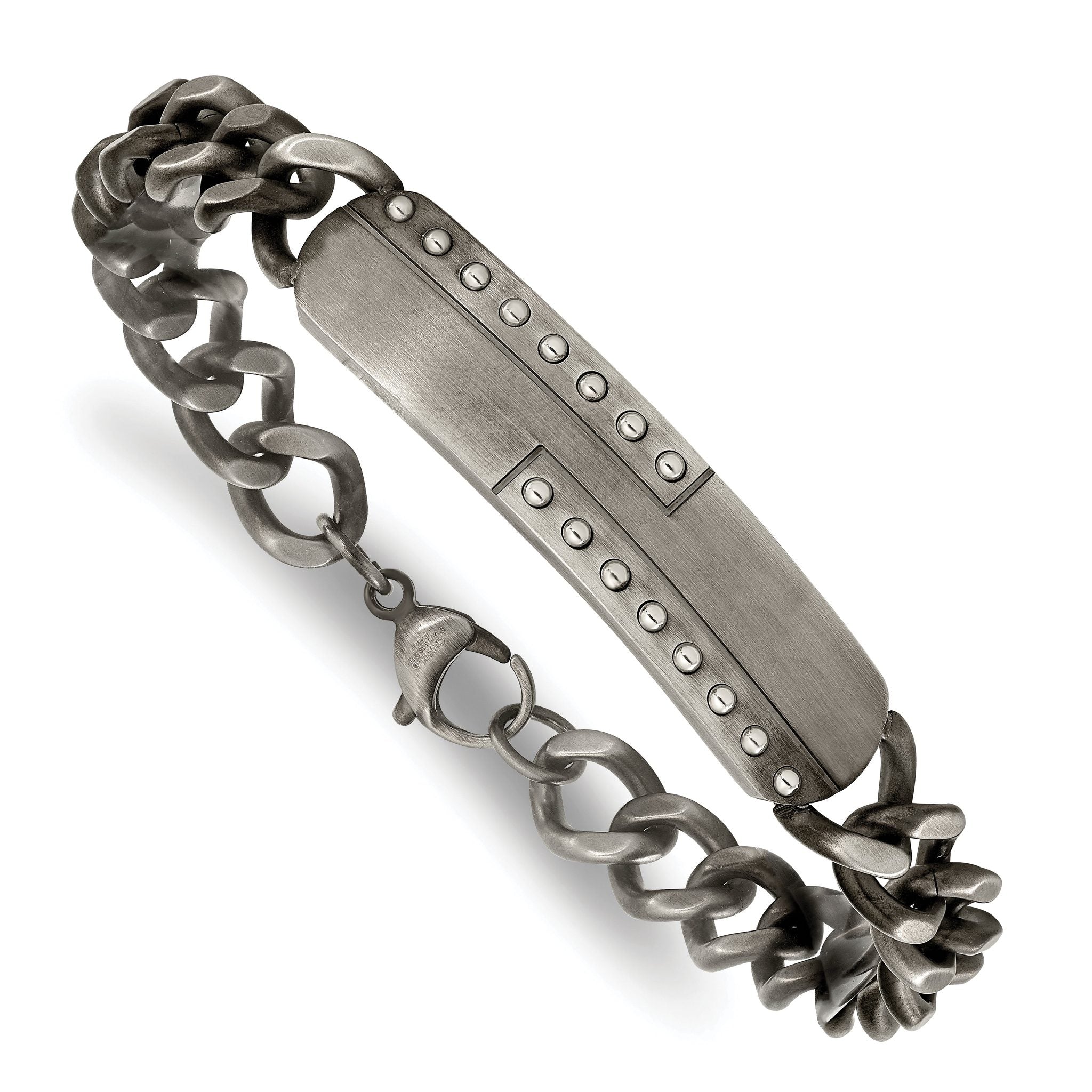 Stainless Steel Matte Finish Gun Metal IP-plated ID Bracelet for Men
