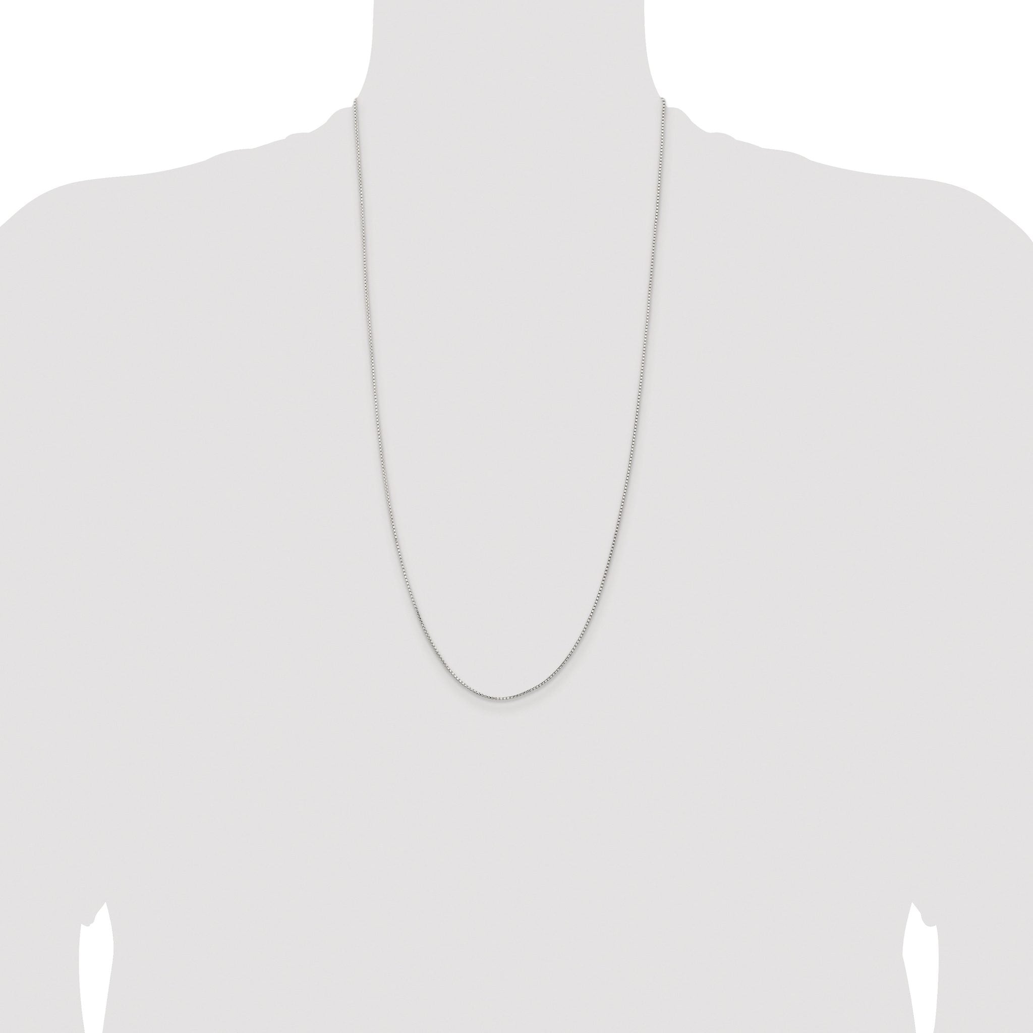 Sterling Silver Rhodium-Plated 1.1mm Diamond-Cut Round Box Chain