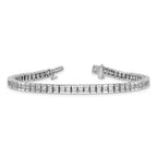 14k White Gold 7 carat Lab Grown Diamond VS+ F+ Complete Princess Bezel Set Tennis Bracelet