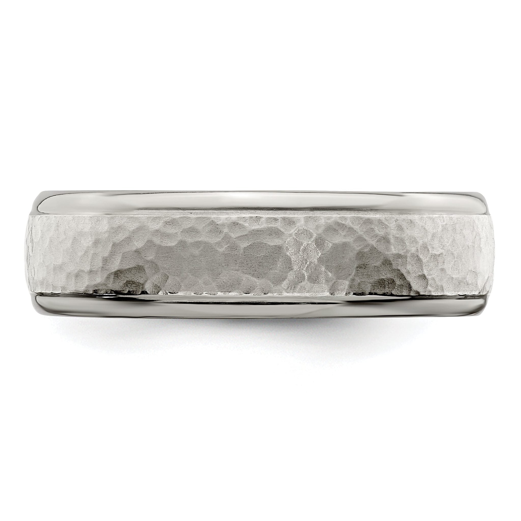 Edward Mirell Titanium Brushed & Polished Hammered 7mm Band