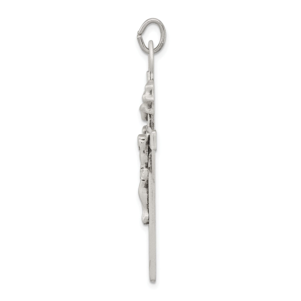 Sophia Jewelers Sterling Silver 925 Antiqued Crucifix Pendant Polished Finish